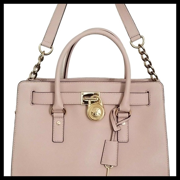 Michael Kors Hamilton Large Saffiano Leather Tote Bag Color: Ballet - Picture 3 of 11